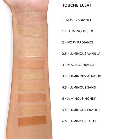 ysl touche eclat swatches 4.5|ysl touche eclat colour chart.